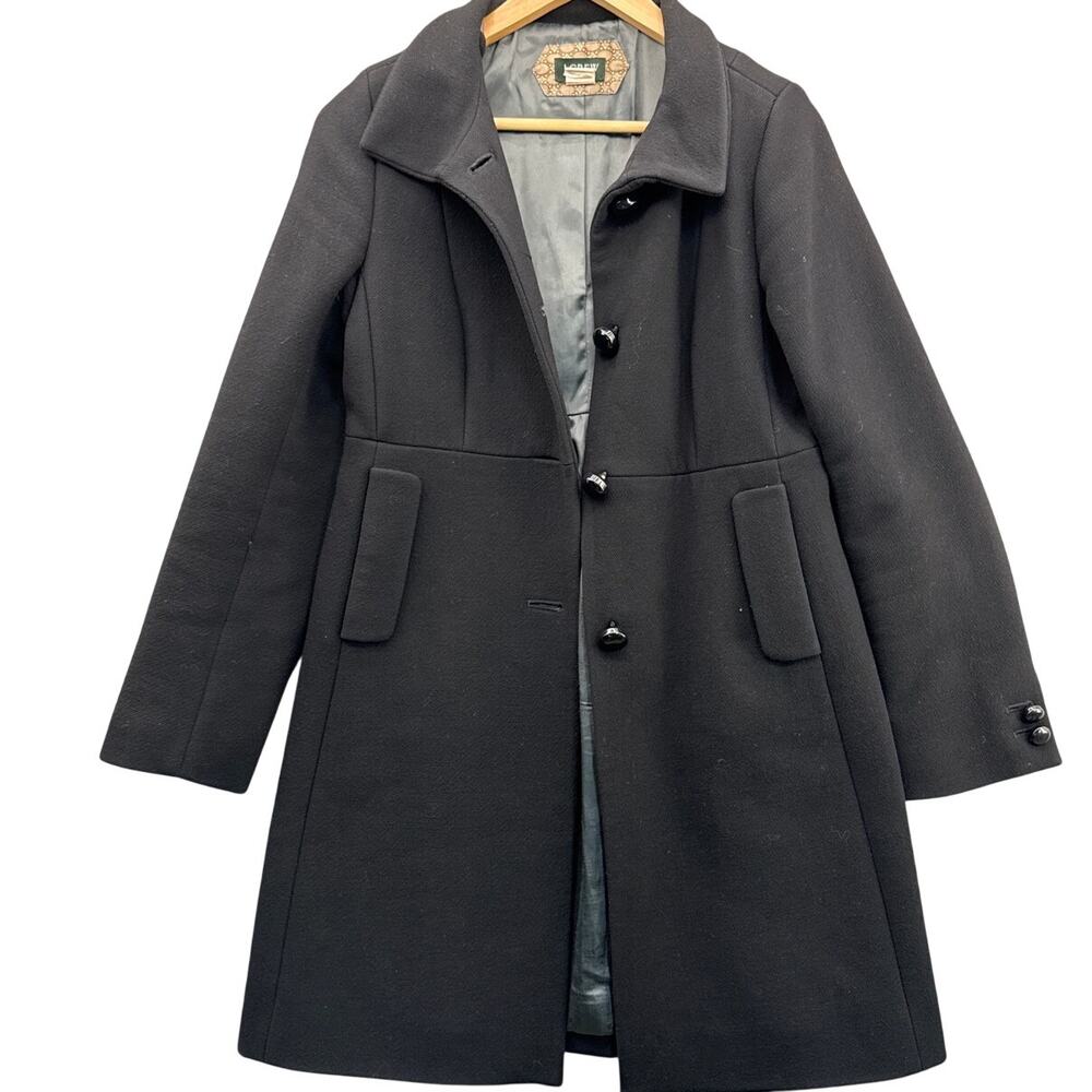 J. Crew Lady Day Black Italian Double-Cloth Wool Long Trench Coat Women 6